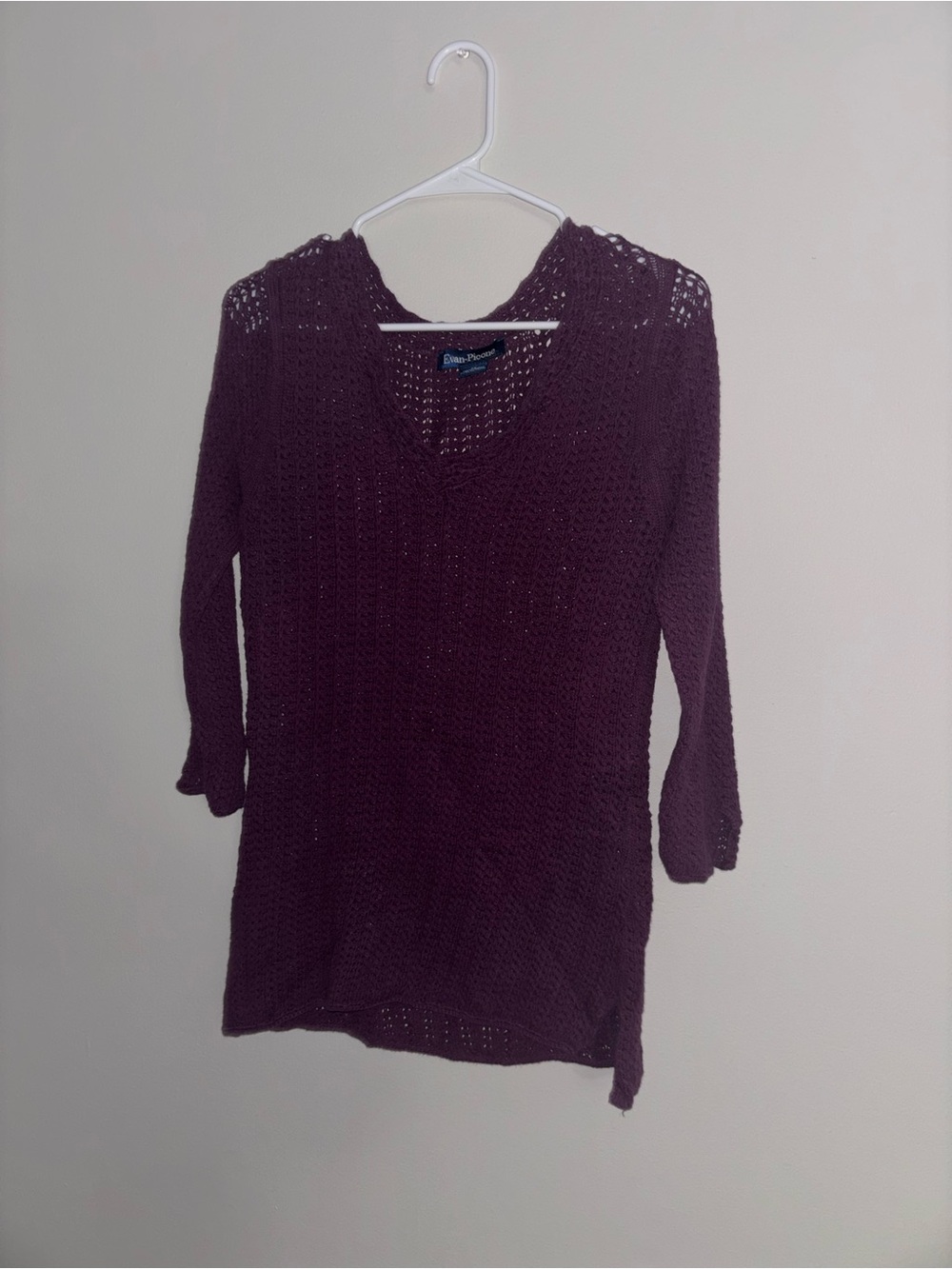 Knit V-Neck Lightweight Sweater Tunic - Plum